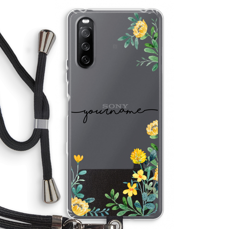 Gele bloemen: Sony Sony Xperia 10 III Transparant Hoesje met koord
