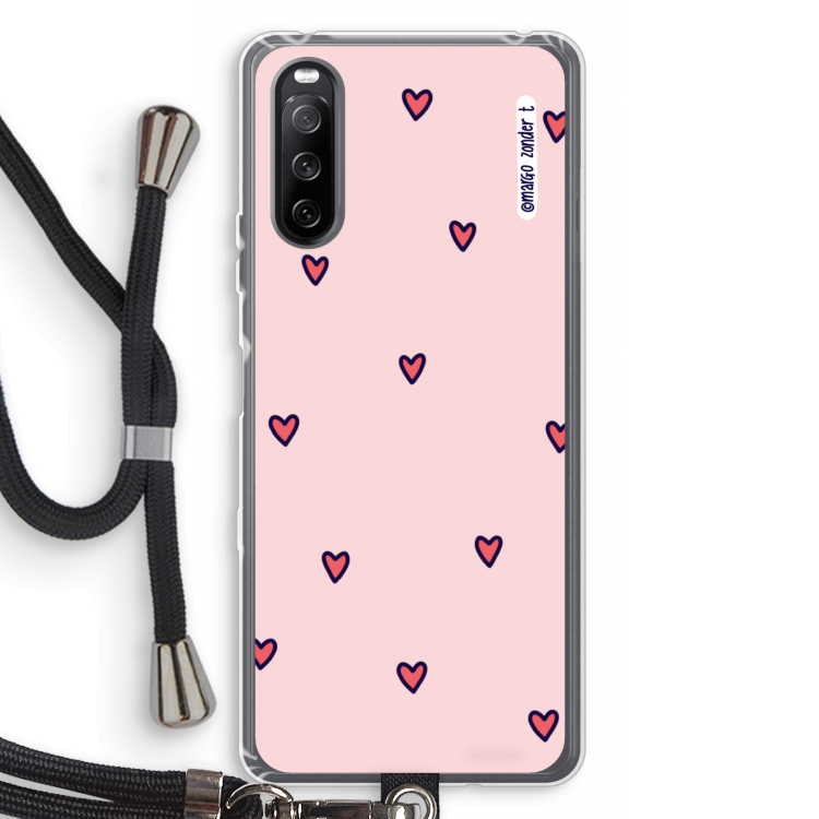 Hartjes: Sony Sony Xperia 10 III Transparant Hoesje met koord