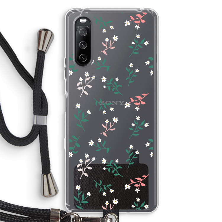 Small white flowers: Sony Sony Xperia 10 III Transparant Hoesje met koord