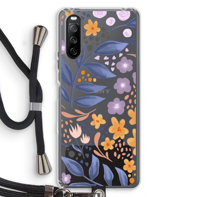 Flowers with blue leaves: Sony Sony Xperia 10 III Transparant Hoesje met koord