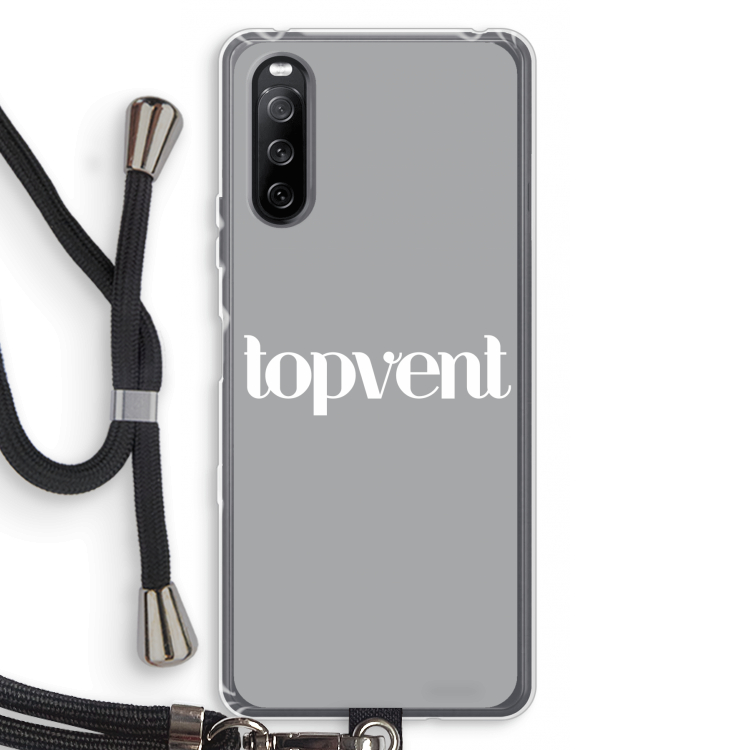 Topvent Grijs Wit: Sony Sony Xperia 10 III Transparant Hoesje met koord