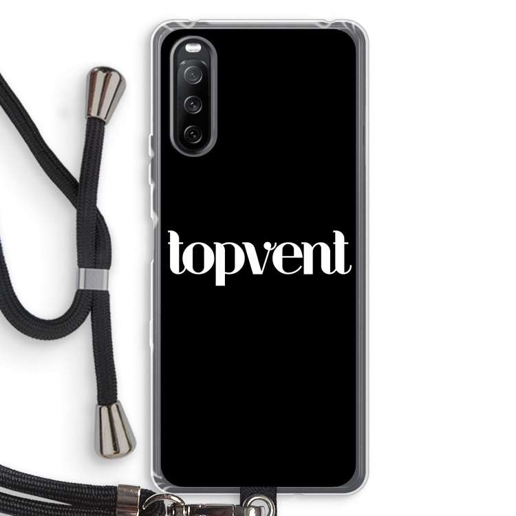 Topvent Zwart: Sony Sony Xperia 10 III Transparant Hoesje met koord