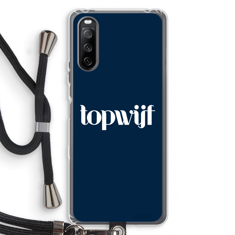 Topwijf Navy: Sony Sony Xperia 10 III Transparant Hoesje met koord