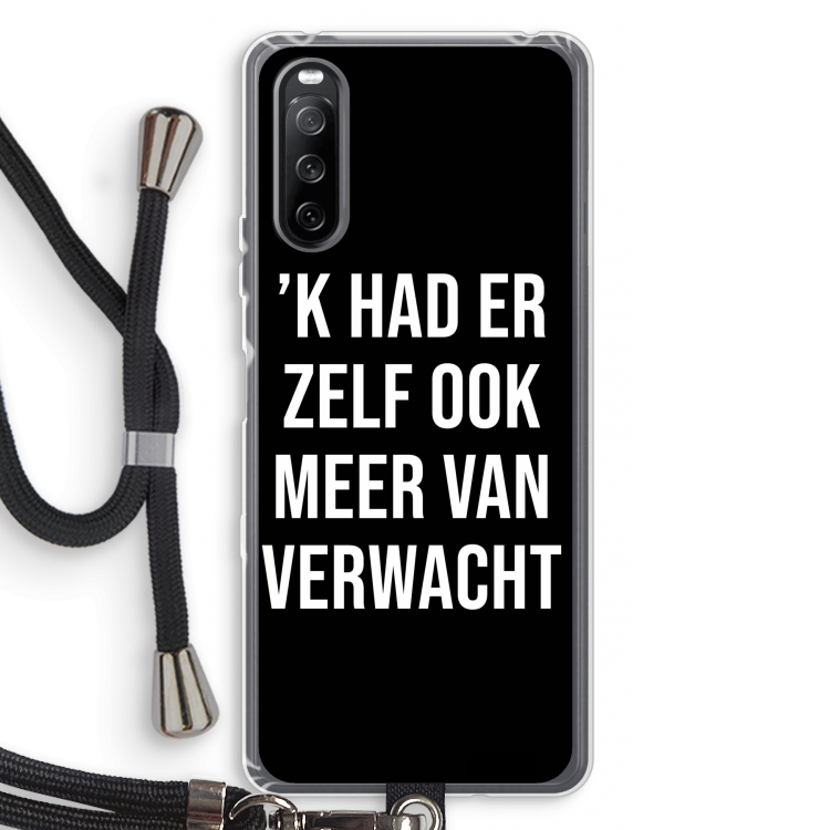 Meer verwacht - Zwart: Sony Sony Xperia 10 III Transparant Hoesje met koord