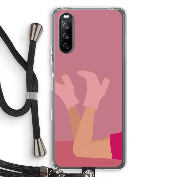 Pink boots: Sony Sony Xperia 10 III Transparant Hoesje met koord