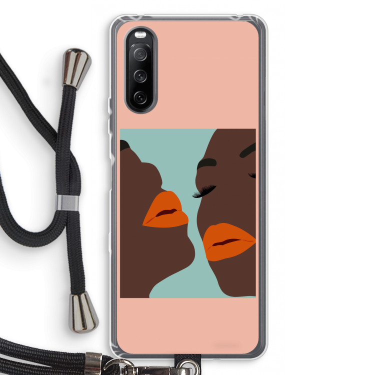 Orange lips: Sony Sony Xperia 10 III Transparant Hoesje met koord