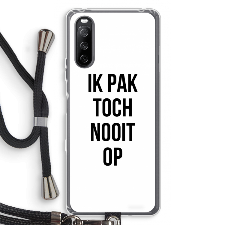 Ik pak nooit op: Sony Sony Xperia 10 III Transparant Hoesje met koord