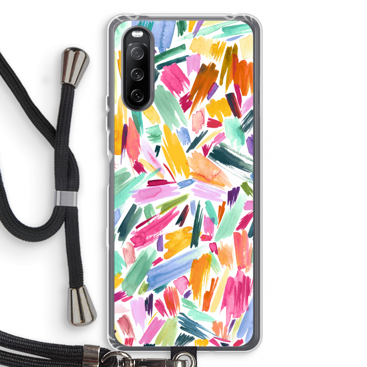 Watercolor Brushstrokes: Sony Sony Xperia 10 III Transparant Hoesje met koord