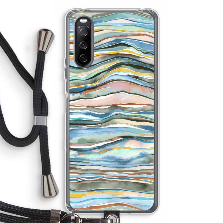 Watercolor Agate: Sony Sony Xperia 10 III Transparant Hoesje met koord