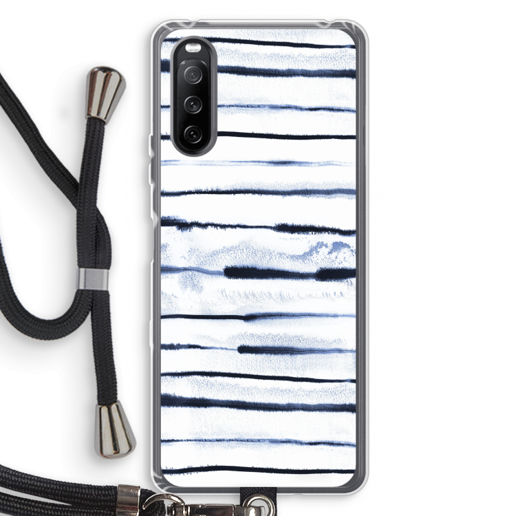 Ink Stripes: Sony Sony Xperia 10 III Transparant Hoesje met koord