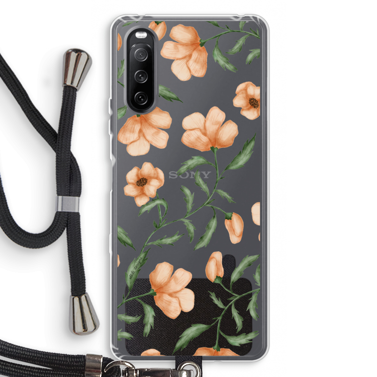 Peachy flowers: Sony Sony Xperia 10 III Transparant Hoesje met koord