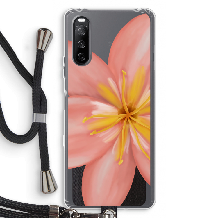 Pink Ellila Flower: Sony Sony Xperia 10 III Transparant Hoesje met koord
