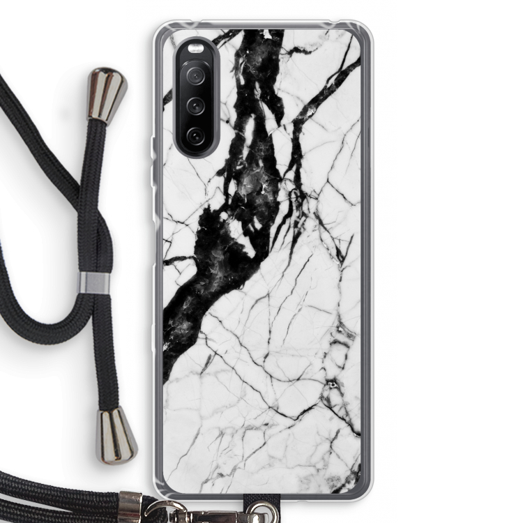 Witte marmer 2: Sony Sony Xperia 10 III Transparant Hoesje met koord