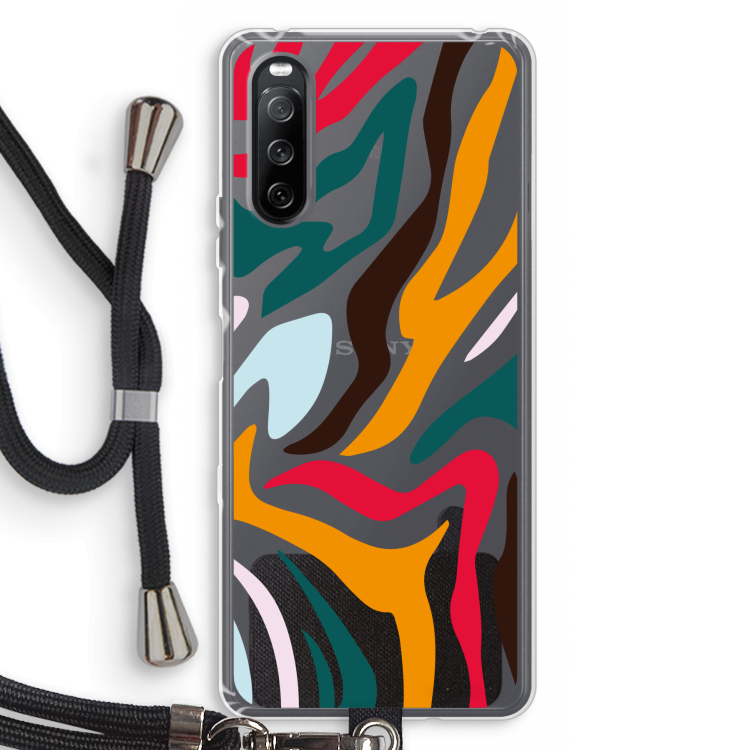 Colored Zebra: Sony Sony Xperia 10 III Transparant Hoesje met koord