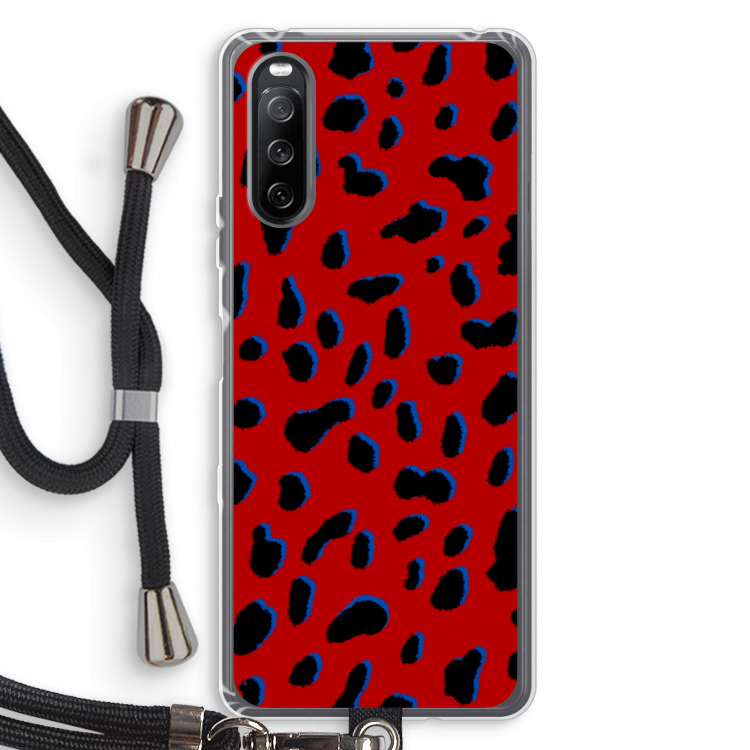 Red Leopard: Sony Sony Xperia 10 III Transparant Hoesje met koord