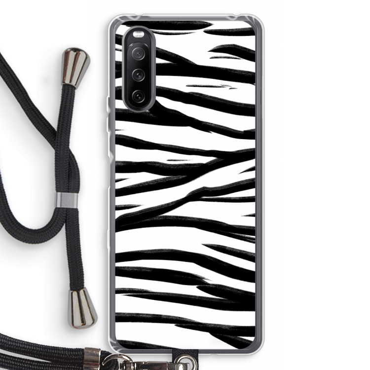 Zebra pattern: Sony Sony Xperia 10 III Transparant Hoesje met koord