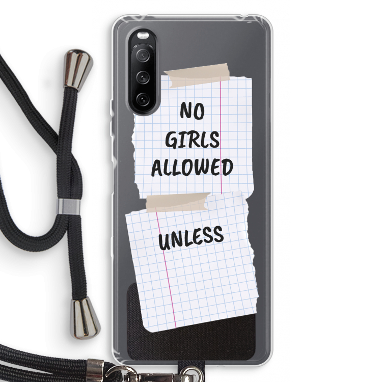 No Girls Allowed Unless: Sony Sony Xperia 10 III Transparant Hoesje met koord