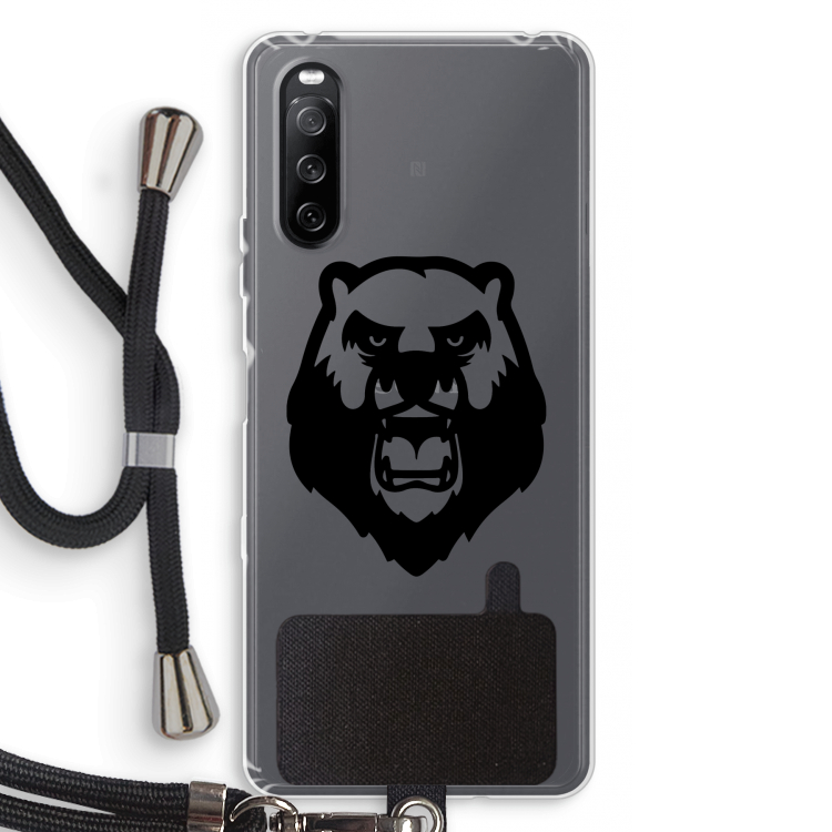 Angry Bear (black): Sony Sony Xperia 10 III Transparant Hoesje met koord
