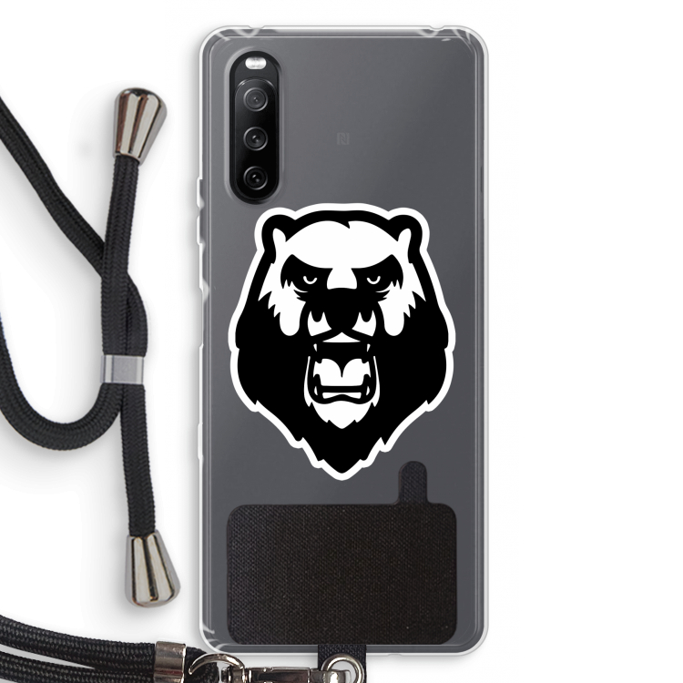 Angry Bear (white): Sony Sony Xperia 10 III Transparant Hoesje met koord