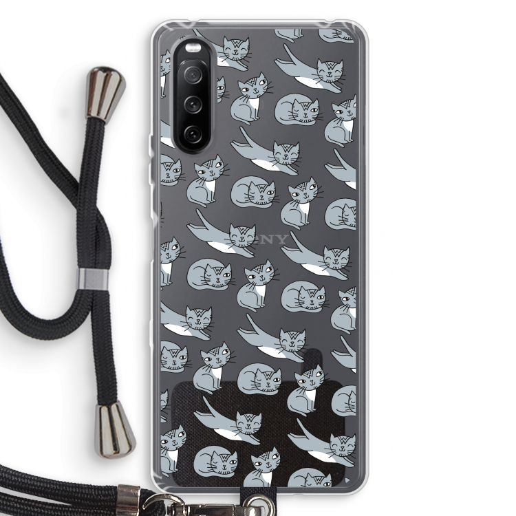Poezen: Sony Sony Xperia 10 III Transparant Hoesje met koord
