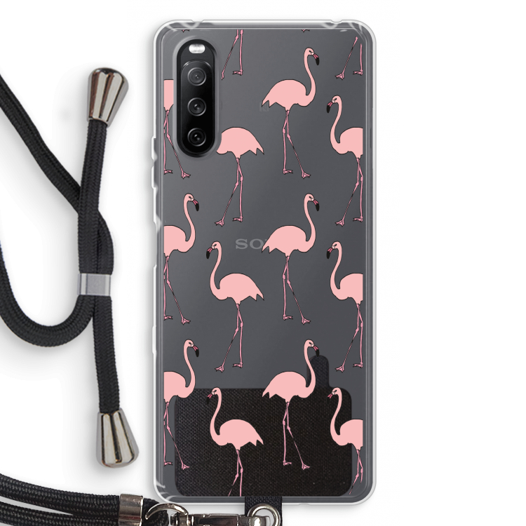 Anything Flamingoes: Sony Sony Xperia 10 III Transparant Hoesje met koord