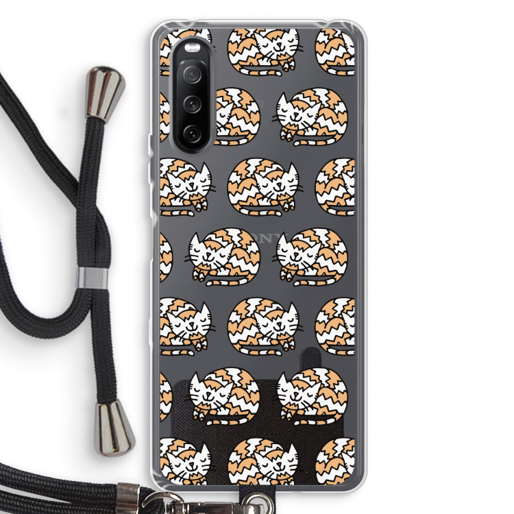 Slapende poes: Sony Sony Xperia 10 III Transparant Hoesje met koord