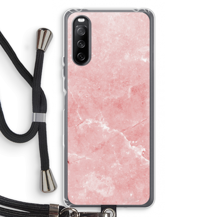 Roze marmer: Sony Sony Xperia 10 III Transparant Hoesje met koord