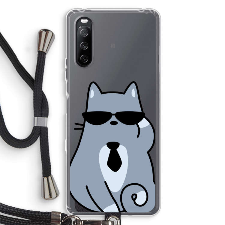 Cool cat: Sony Sony Xperia 10 III Transparant Hoesje met koord