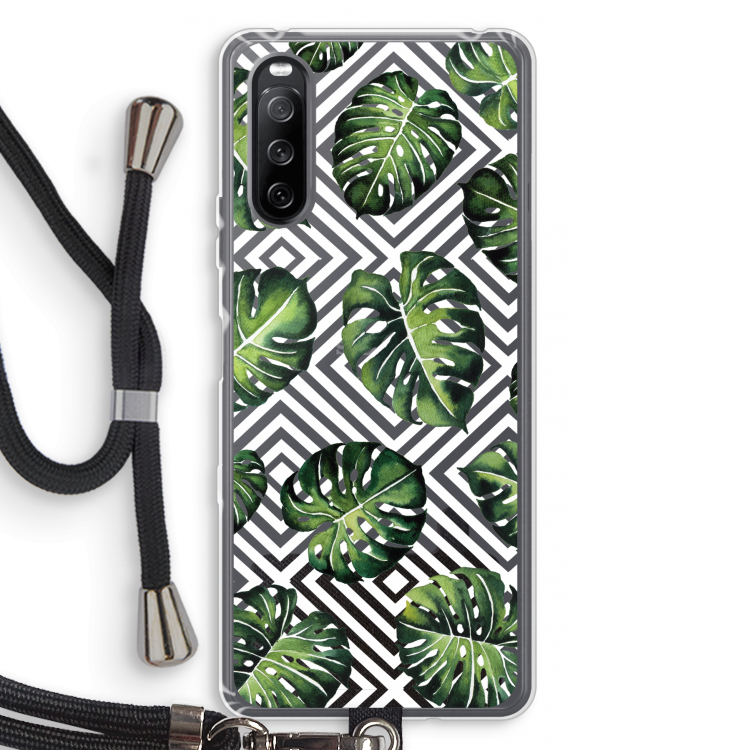 Geometrische jungle: Sony Sony Xperia 10 III Transparant Hoesje met koord