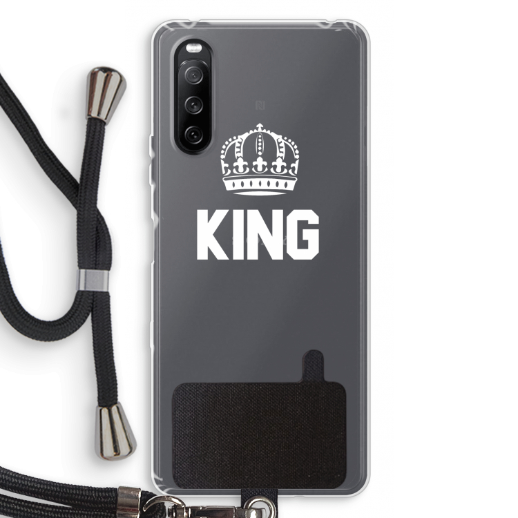 King zwart: Sony Sony Xperia 10 III Transparant Hoesje met koord