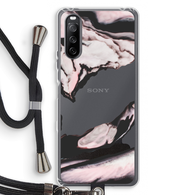 Roze stroom: Sony Sony Xperia 10 III Transparant Hoesje met koord