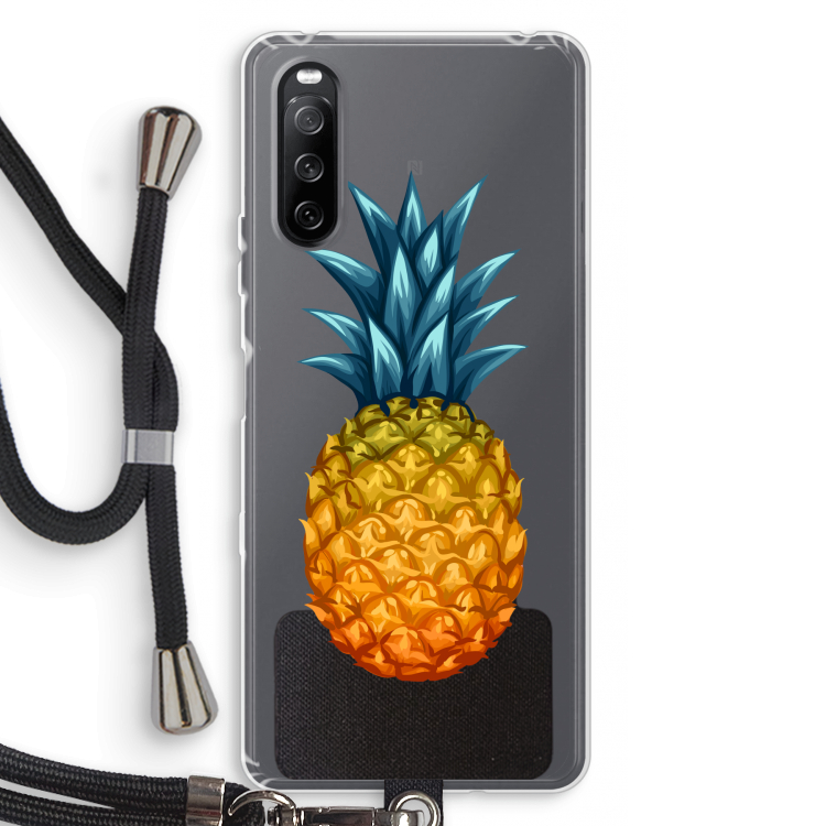 Grote ananas: Sony Sony Xperia 10 III Transparant Hoesje met koord