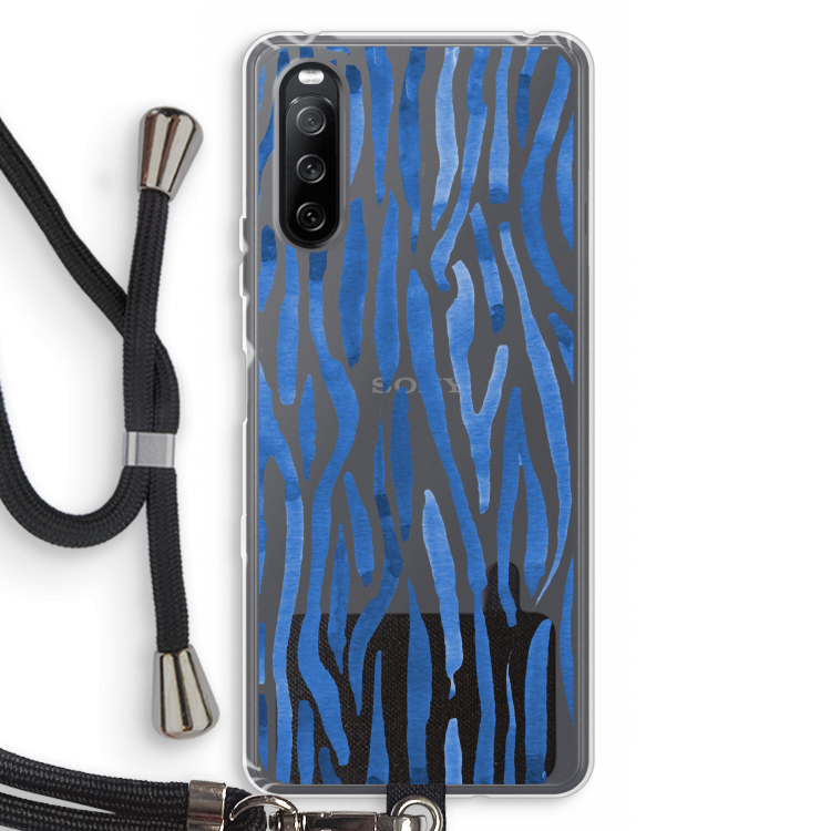Blauwe nerven: Sony Sony Xperia 10 III Transparant Hoesje met koord