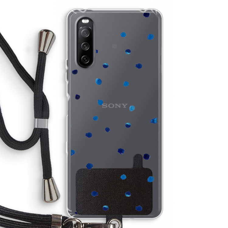 Blauwe stippen: Sony Sony Xperia 10 III Transparant Hoesje met koord