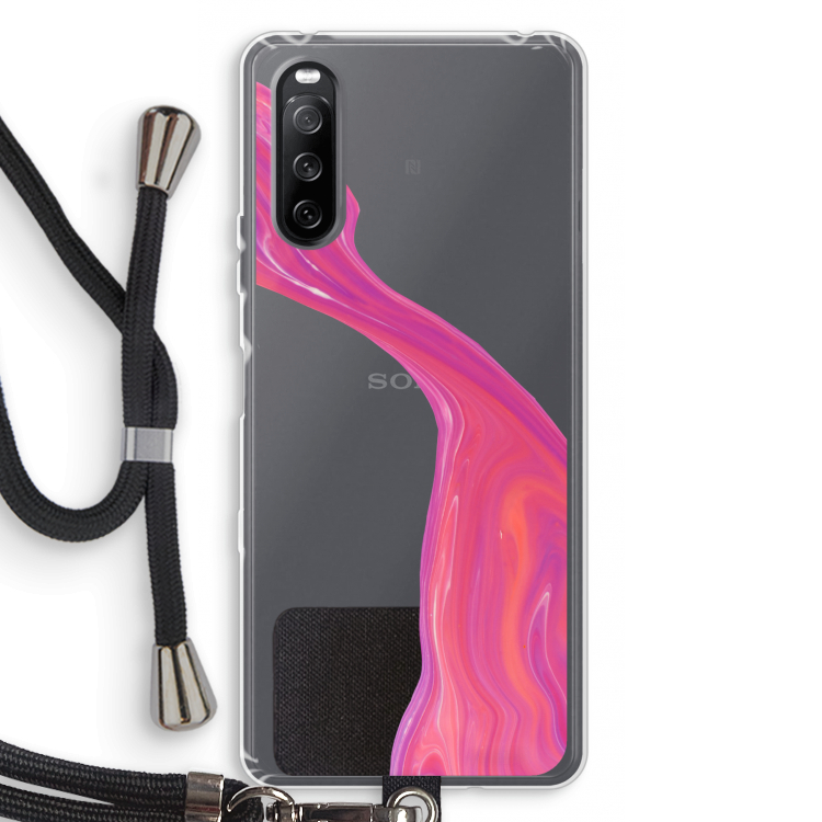 Paarse stroom: Sony Sony Xperia 10 III Transparant Hoesje met koord