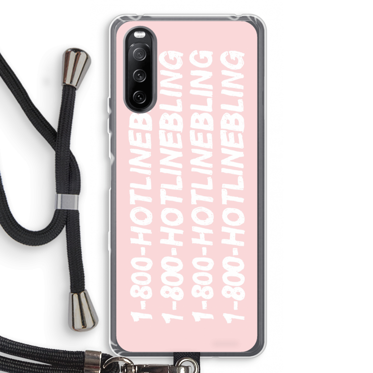 Hotline bling pink: Sony Sony Xperia 10 III Transparant Hoesje met koord