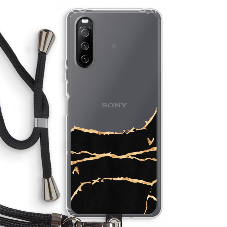Gouden marmer: Sony Sony Xperia 10 III Transparant Hoesje met koord