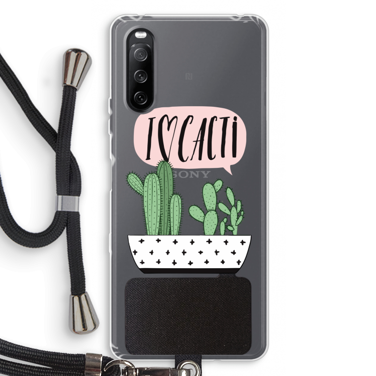 I love cacti: Sony Sony Xperia 10 III Transparant Hoesje met koord