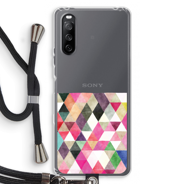 Gekleurde driehoekjes: Sony Sony Xperia 10 III Transparant Hoesje met koord