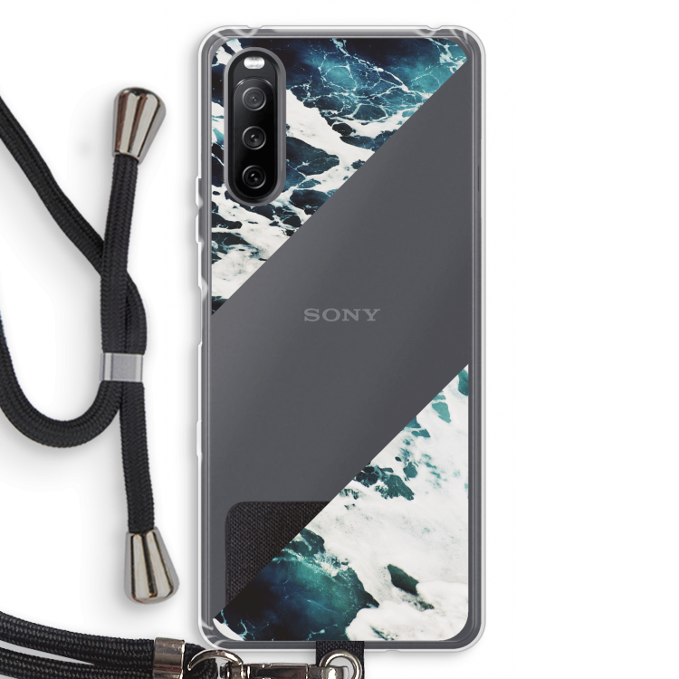 Golven: Sony Sony Xperia 10 III Transparant Hoesje met koord