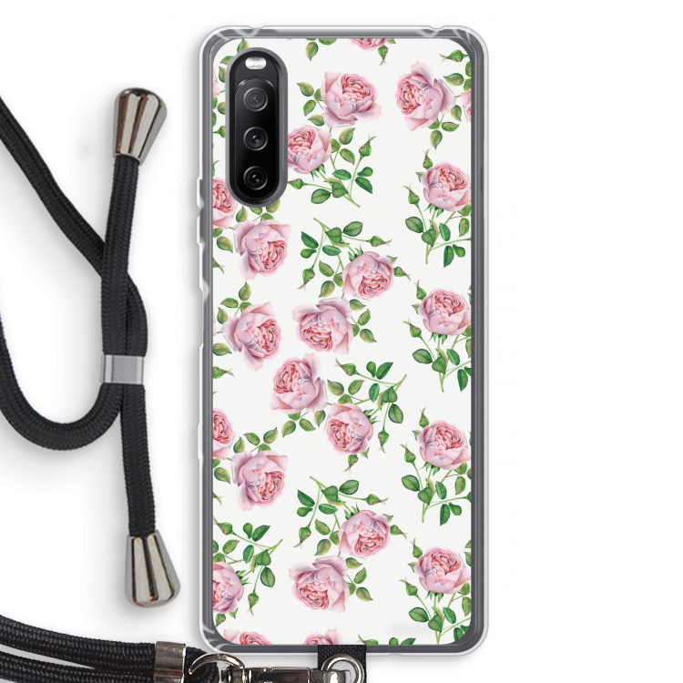 Kleine roosjes: Sony Sony Xperia 10 III Transparant Hoesje met koord