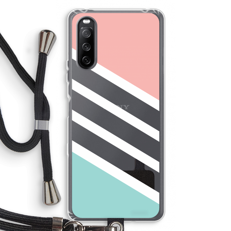 Strepen pastel: Sony Sony Xperia 10 III Transparant Hoesje met koord