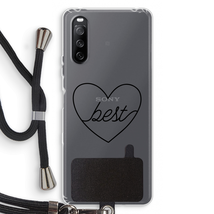 Best heart black: Sony Sony Xperia 10 III Transparant Hoesje met koord