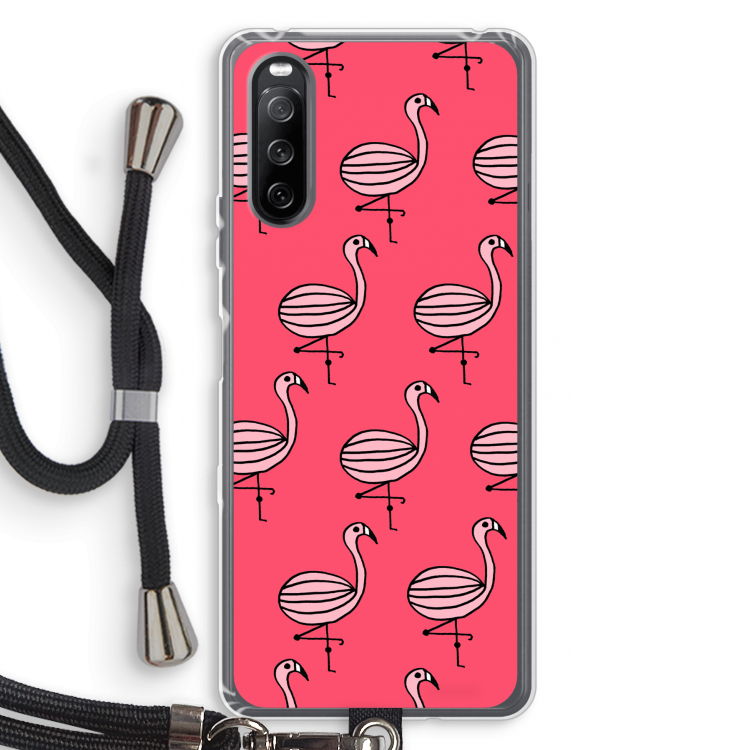 Flamingo: Sony Sony Xperia 10 III Transparant Hoesje met koord