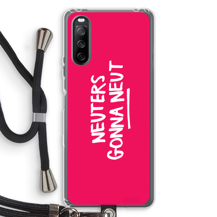 Neuters (roze): Sony Sony Xperia 10 III Transparant Hoesje met koord