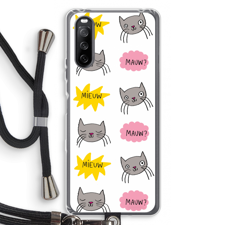 Meow: Sony Sony Xperia 10 III Transparant Hoesje met koord