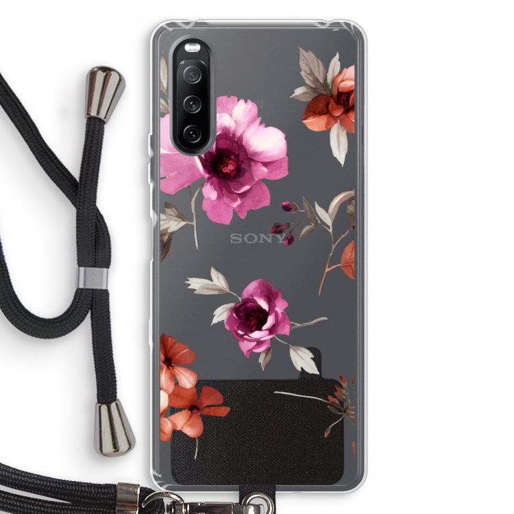 Geschilderde bloemen: Sony Sony Xperia 10 III Transparant Hoesje met koord