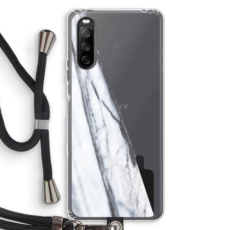 Gestreepte marmer: Sony Sony Xperia 10 III Transparant Hoesje met koord