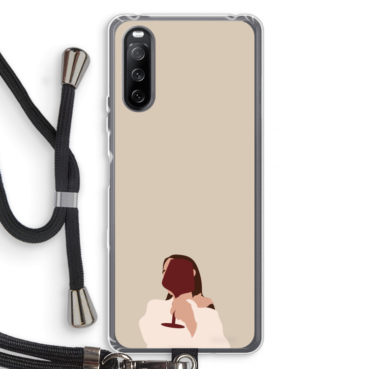 I drink wine: Sony Sony Xperia 10 III Transparant Hoesje met koord