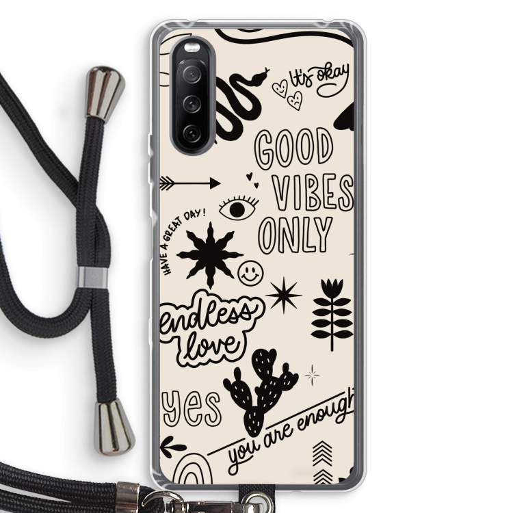 Good vibes: Sony Sony Xperia 10 III Transparant Hoesje met koord